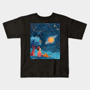 Building Fantasies with Calvin and Hobbes Kids T-Shirt